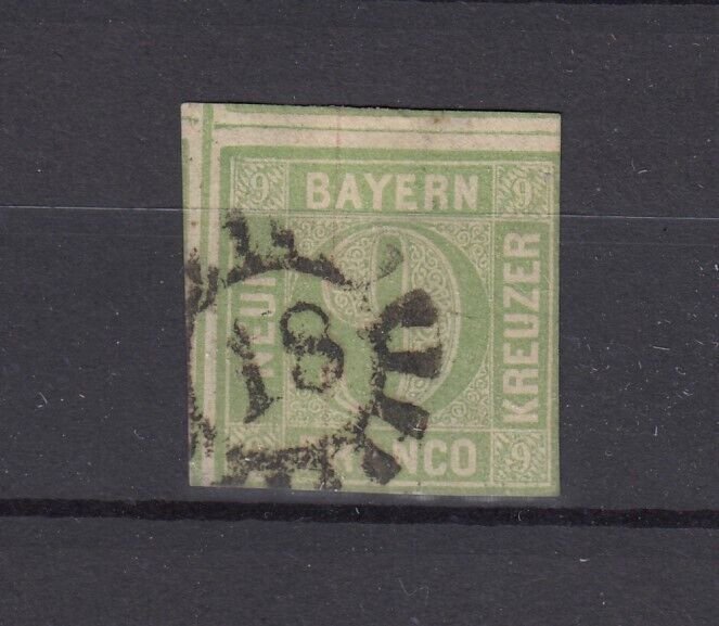Germany Bavaria 1849/58 9Kr Green Imperf VFU BP4074