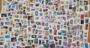 1 LB.+ Assorted 3ct Older to Forever Commemorative Stamps USED on Paper Some off