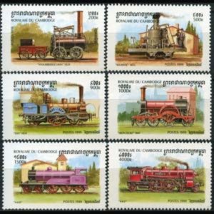 CAMBODIA 1999 - Scott# 1797-802 Trains Set of 6 NH