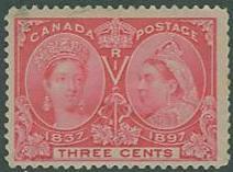 Canada SC# 53 Queen Victoria, 3c, MH