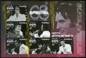 TUVALU  ELVIS PRESLEY 40th ANNIVERSARY SPECIAL SHEET OF SIX  MINT NH