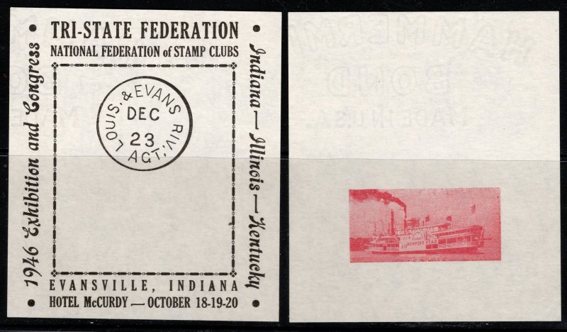 1946 US Cinderella Tri-State Federation Exhibition & Congress Oct.  Set/5 Proofs