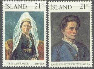 ICELAND 696-97 MNH 1990 FAMOUS WOMEN