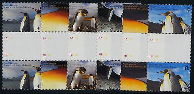 South Georgia 328-33 Gutter Pairs MNH Birds, Penguins