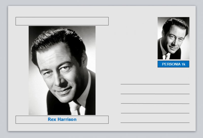 Personalities - souvenir postcard - Rex Harrison actor cinema movies 