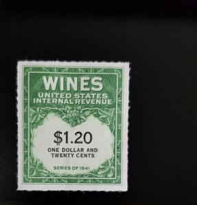 1942 $1.20 U.S. Internal Revenue Cordial & Wine, Green Scott RE146 Mint F/VF NH