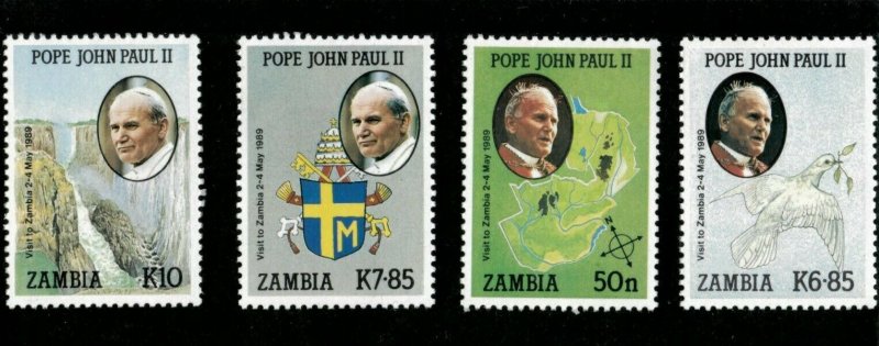 Zambia 1989 - Pope John Paul II Visits Zambia - Set of 4v - Scott 470-73 - MNH