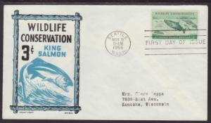 US 1079 Salmon Cachet Craft Typed FDC