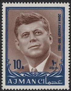 AJMAN  UAE 1964 JFK Kennedy Memorial, Sc 26 Mint NH  10r VF
