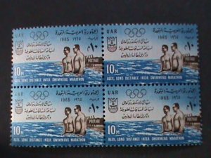 ​UNITED ARAB REPUBLIC- 1965 OLYMPIC GAMES-LONG DISTANCE SWIMMING -MNH BLOCK VF