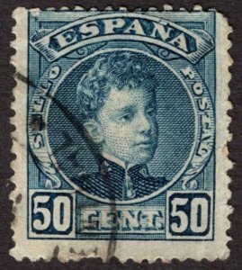 1901, Spain 50c, King Alfonso XIII, Used,  Sc 283