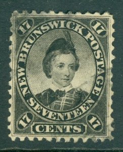 SG 19 New Brunswick 1860-63. 17c black. Very fine used & well centred CAT £90