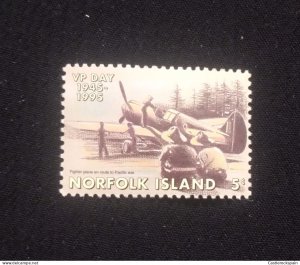 O) 1995 NORFOLK ISLAND, VP DAY,  FIGHTER PLANE EN ROUTE TO PACIFIC WAR, MNH