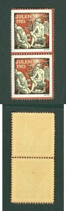 Denmark. 1913 Christmas Seal. Pair, MNH With Gum. Angel, Santa.