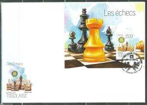 TOGO 2013 CHESS PIECES THE ROTARY INTERNATIONAL SYMBOL SOUVENIR SHEET FDC