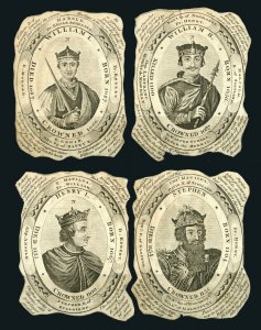 British Royalty 19th Century Engraved Portrait Labels 1066-1727 14 items