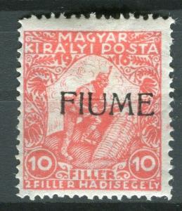 FIUME; Hungarian 1918 Charity Optd. issue Mint hinged 10f. value