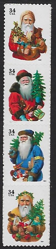 Catalog #3537 40 Strip of 4 Antique Santa Claus Christmas Xmas  Gifts