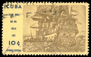 CUBA Sc E32 USED - 1962 10c Special Delivery - First West Indies Packet