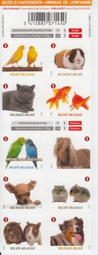 2012 Belgium Pets Dog, Cat, etc SA Bklt 10 (Scott 2563-72a) MNH