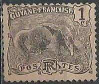 French Guiana 51 (used) 1c great anteater, black (1905)