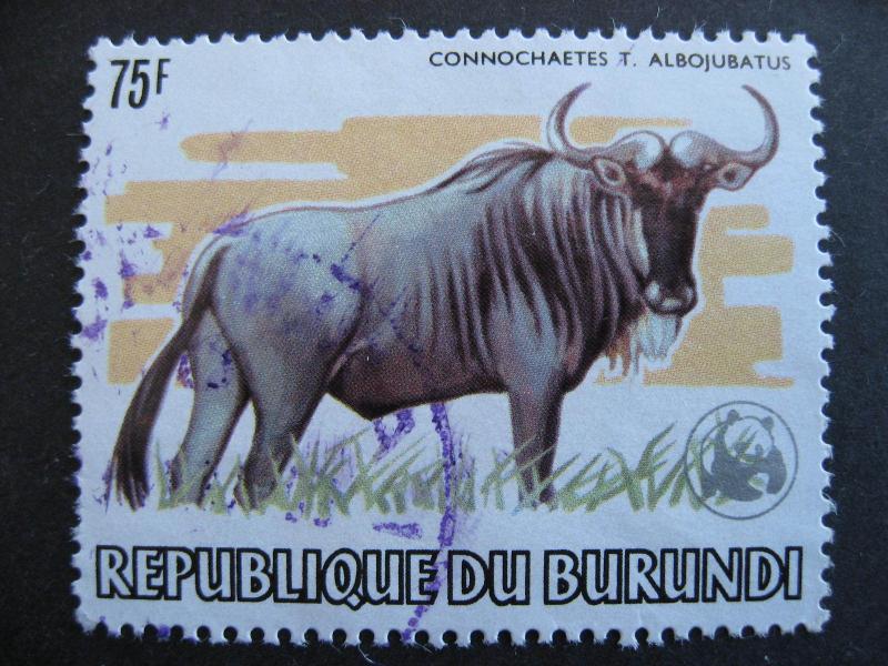 Burundi Sc 600a U World Wildlife Fund WWF overprint, postally used,2 short perfs