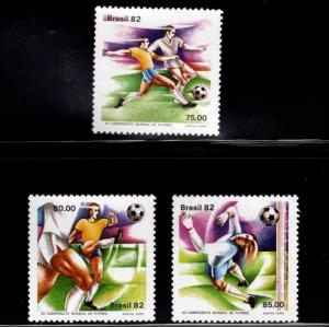 Brazil Scott 1786-1788 MNH** 1982 World Cup Soccer set