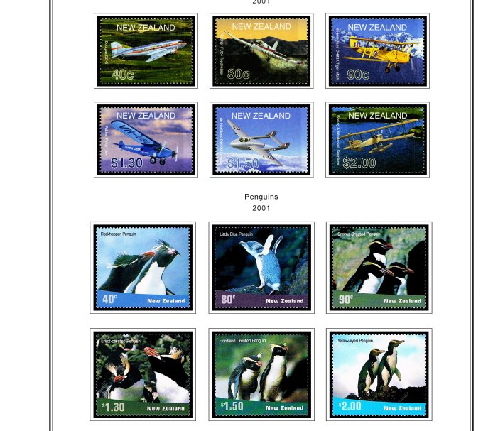 COLOR PRINTED NEW ZEALAND 2000-2004 STAMP ALBUM PAGES (88 illustrated pages)