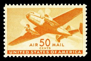 Scott C31 1941 50c Orange Transport Airmail Issue Mint F-VF OG NH Cat $11