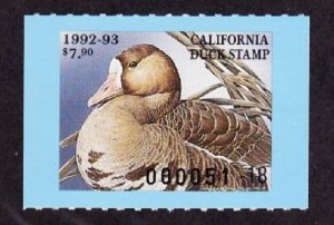 CA22 California #22 MNH State Waterfowl Duck Stamp - 1992 White-fronted Goose