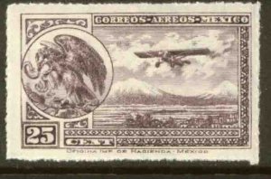 MEXICO C24, 25¢ Early Air Mail Plane and coat of arms MINT, NH. F.