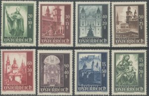 AUSTRIA Sc#B252-B259 1948 Salzburg Cathedral Complete Set OG Mint NH