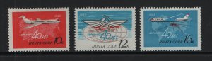 Russia  #C101-C103  MNH  1963  aeroflot civil air fleet