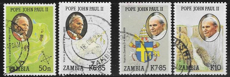 Zambia #470 -473 Pope John Paul II   (U)  CV$15.25