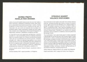 MONTENEGRO- FDC - STRUGGLE AGAINST VIOLENCE OVER WOMEN - 2001.