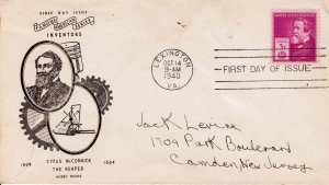 USA 1940 FDC Sc 891 Hobby House Cachet Cyrus McCormick Inventor First Day Cover