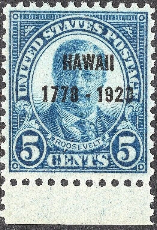 #648 SUPERB MNH OG-5c HAWAII OVERPRINT-NICE GEM STAMP-WITH ATTACHED SELVAGE #B