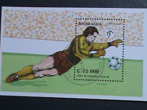 NICARAGUA-1990  WORLD CUP SOCCER CHAMPION SHIP-ITALY-CTO FANCY CANCEL S/S VF