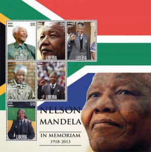 Liberia 2013 - President Nelson Mandela - sheet of 6 Stamps - Scott #2894 - MNH