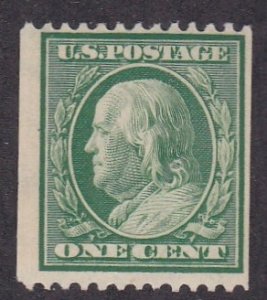 United States # 348, Ben Franklin Coil Single, Hinged, 1/3 Cat.