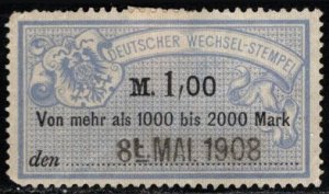 1900 Germany Revenue 1 Mark Bill of Exchange Used