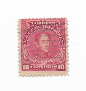 VENEZUELA 1915 SIMON BOLIVAR MILITARY HISTORY 10C SCOTT 261 MICHEL 97B USED