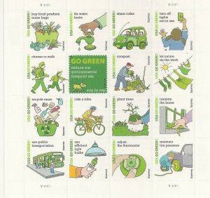 2011 Go Green Sheet of Sixteen - Stamps Scott 4524