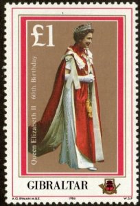 Gibraltar 491 - Mint-NH - £1 Elizabeth II (1986) (cv $3.40)