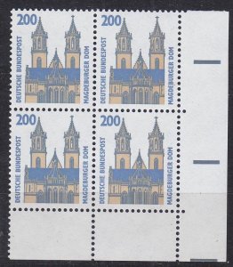 GERMANY BUND [1993] MiNr 1665 ( **/mnh ) [01] Sehenswürdigkeiten 4er Eckrand