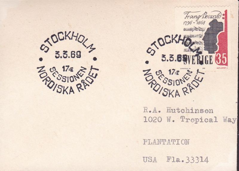 Sweden 1969 Cover for the Nordic Council meeting in Stockholm  VF