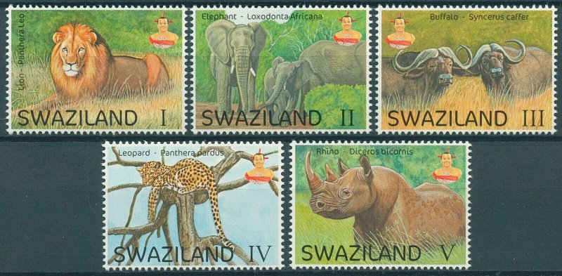 Swaziland Animals Stamps 2016 MNH Big 5 Lions Elephants Rhinos Leopards 5v Set