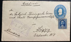 1911 San Jose Costa Rica Stationery Cover to Leipzig Germany