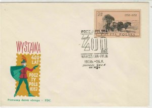 Polish 1958 400 Years Exhibition in poland FDC Stamp Cover ref 23014