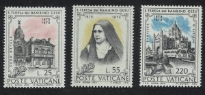 Vatican Birth Centenary of St Teresa 3v 1973 MNH SC#534-536 SG#594-596